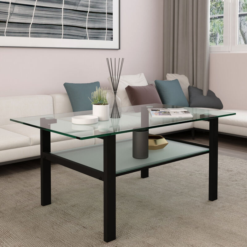 Transparent Glass Coffee Table - Modern Simple Living Room Side Center Table
