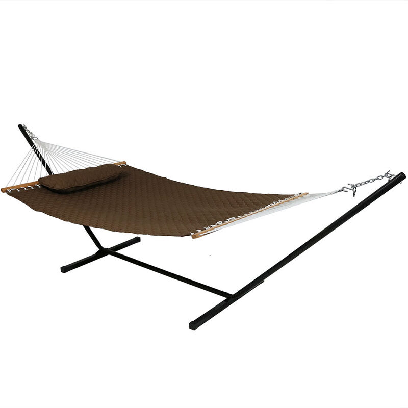 Sunnydaze 2-Person Quilted Hammock with 12' Steel Stand