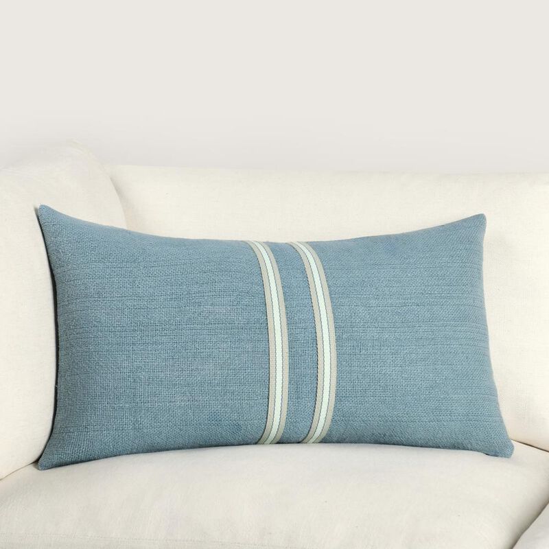 Kosas Home Curtis 14x26 Cotton Linen Blend Blue Throw Pillow