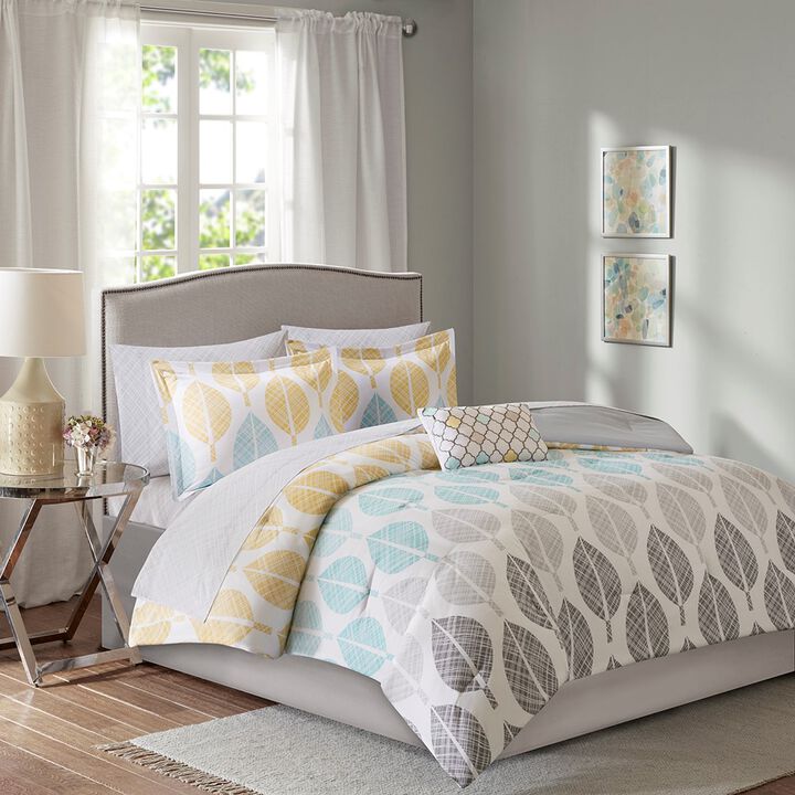 Gracie Mills Mosley 9 Piece Botanical Comforter Set with Cotton Sheets