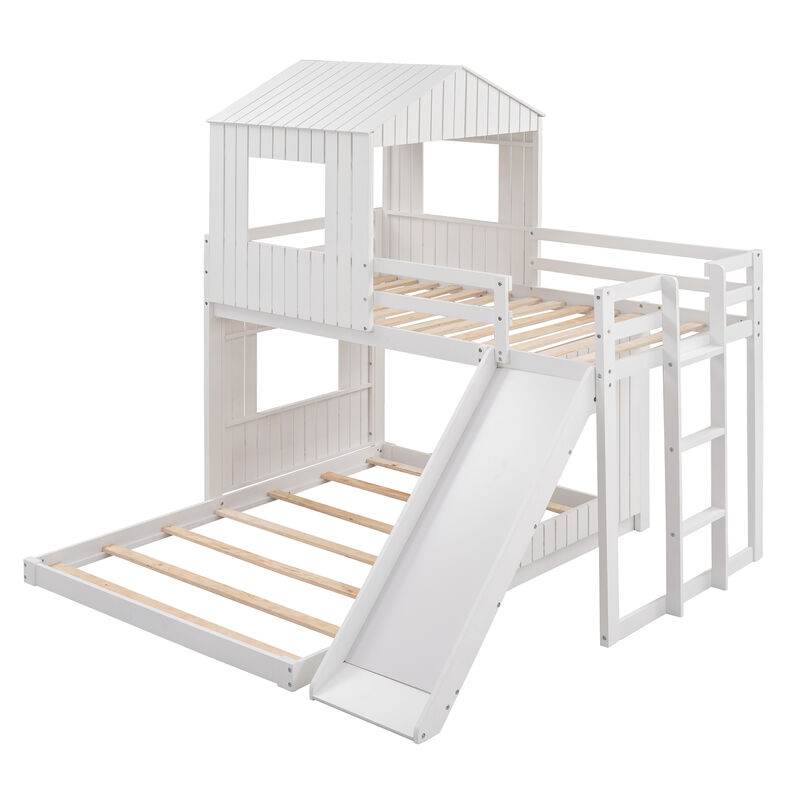 Merax Playhouse Bunk Bed with Slide