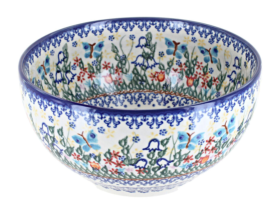 Blue Rose Polish Pottery Daisy Surprise Medium Mixing Bowl