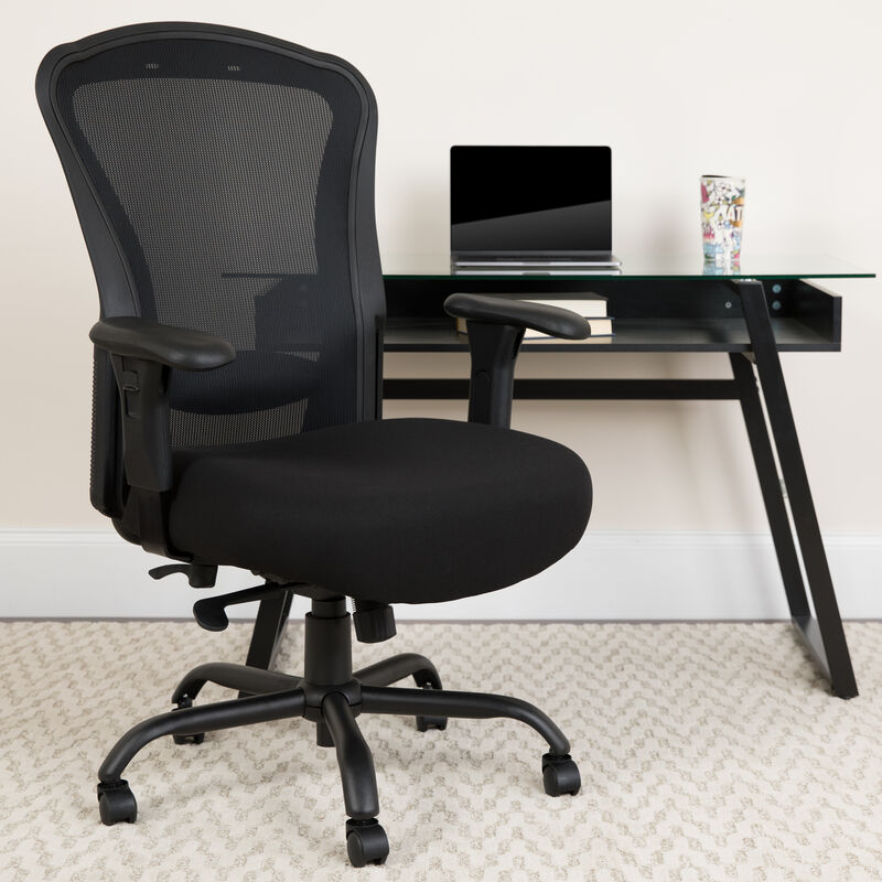 HERCULES Series 24/7 Intensive Use Big & Tall 400 lb. Rated Black Mesh Multifunction Synchro-Tilt Ergonomic Office Chair