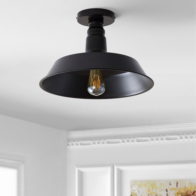 Camila Classic Industrial Indoor/Outdoor Iron LED Semi Flush Mount