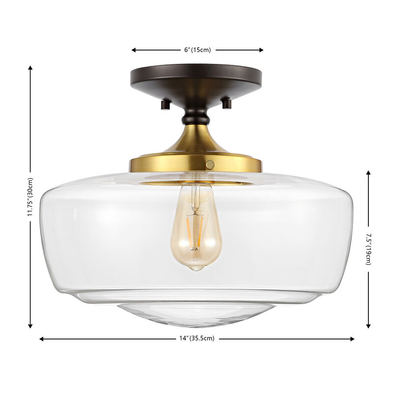 Marfa Glass/Iron Farmhouse Modern LED Flush Mount