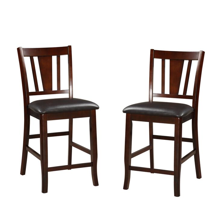 Wooden High Chair, Dark Brown & Black, Set of 2 - Benzara