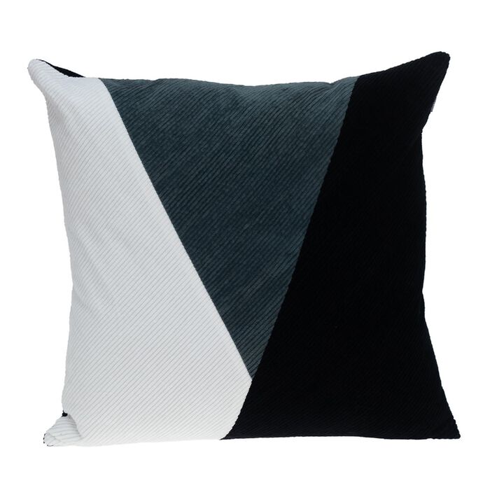 20" Gray  Black and White Color Block Throw Pillow