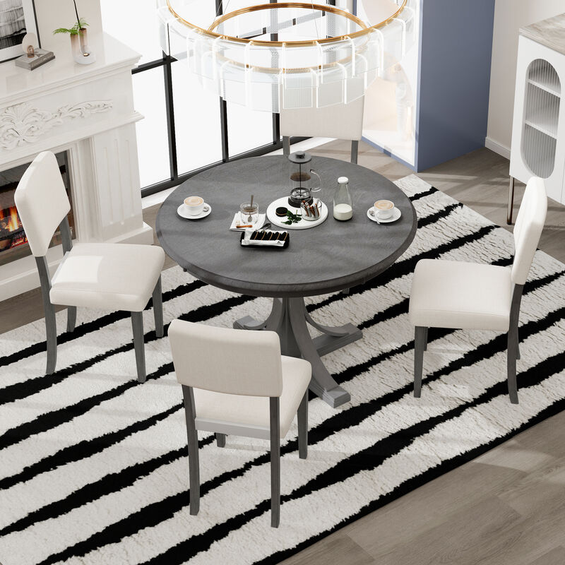 Merax 5-Piece Retro Round Dining Table Set