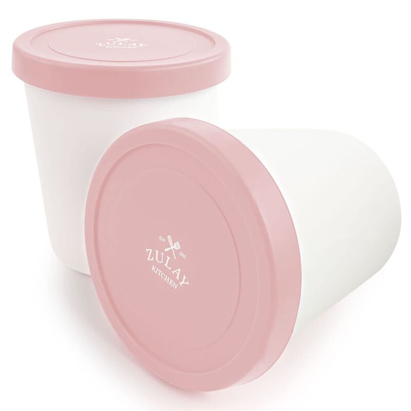 (2 Pack - 1 Quart Each) Large Ice Cream Containers For Homemade Ice Cream - Pink