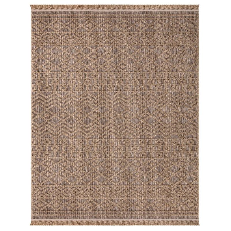 Designer Outdoor Rug with Modern Atzec Pattern