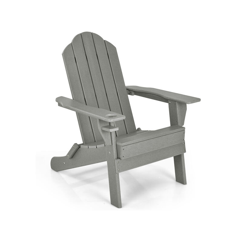 Foldable Weather Resistant Patio Chair with Built-in Cup Holder