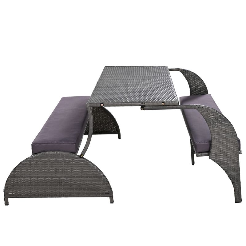 Merax Multi-functional  Outdoor Loveseat Rattan Set