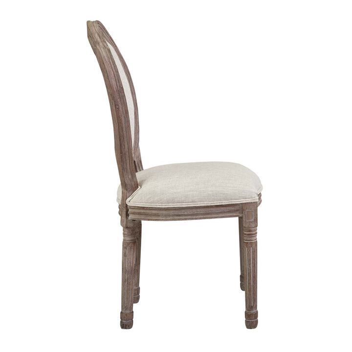 Emanate Vintage French Upholstered Fabric Dining Side Chair-Benzara