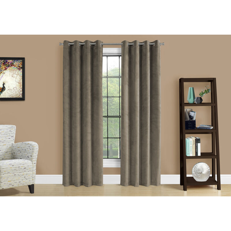 Monarch Specialties Curtain Panel, 2pcs Set, Room Darkening, Grommet, Living Room, Bedroom, Kitchen, Polyester, Contemporary, Modern