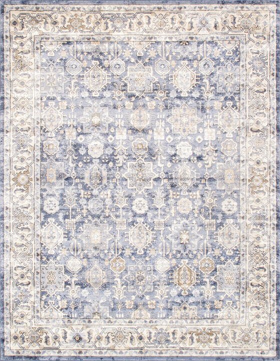 Pasargad Home Turkish Majestic Design Blue Area Rug- 5' 0'' X 7' 0''