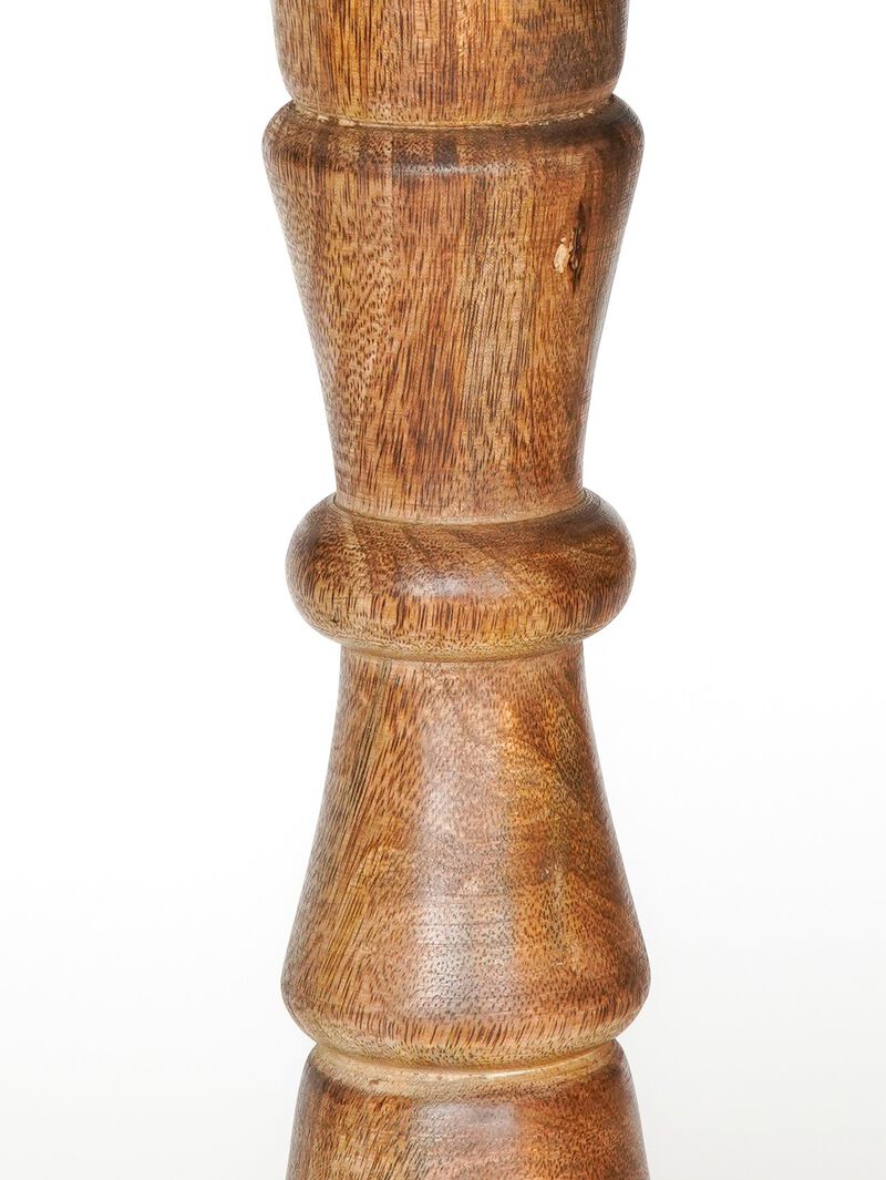 Traditional Medium Burnt Eco-friendly Handmade Mango Wood Set Of Five 6",9",12",9" & 6" Pillar Candle Holder BBH