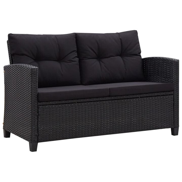 vidaXL 6 Piece Garden Sofa Set with Cushions Poly Rattan Black