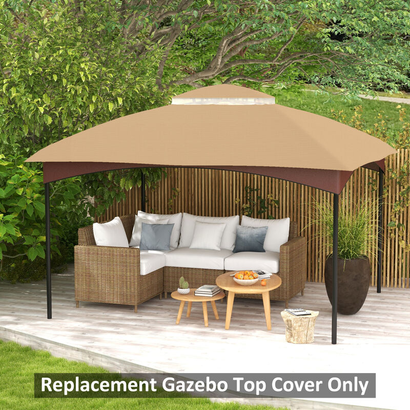 Outsunny 10' x 12' Gazebo Canopy Replacement, 2-Tier Outdoor Gazebo Cover Top Roof with Drainage Holes, (TOP ONLY), Beige