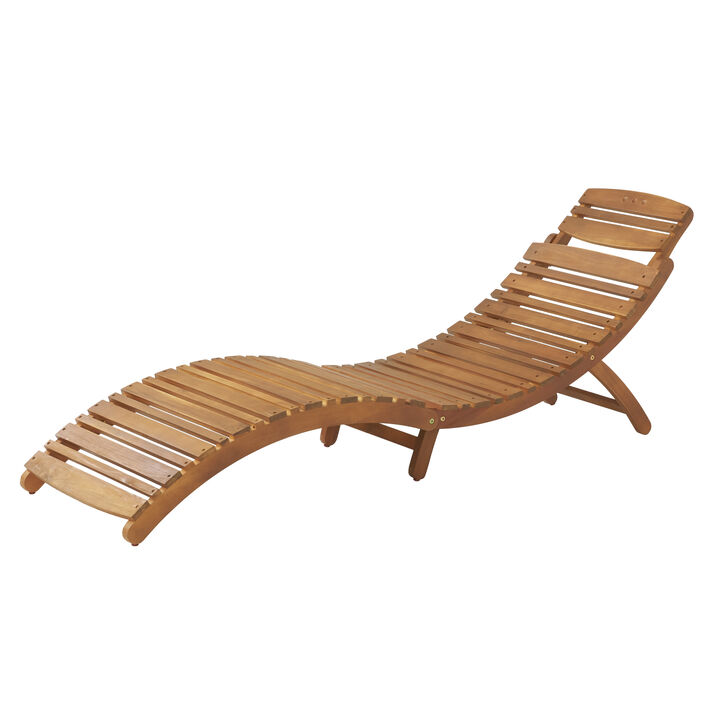 Merax Outdoor Patio Wooden Foldable Lounge Chair