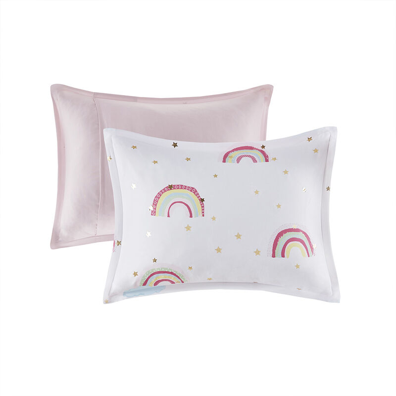 Gracie Mills Thyme Rainbow and Metallic Stars Comforter Set with Coordinating Bed Sheets