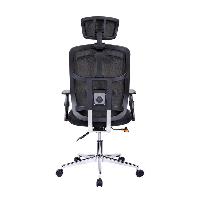 High Back Executive Mesh Office Chair with Arms, Lumbar Support and Chrome Base, Black
