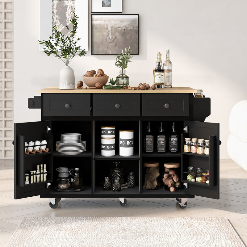 Merax Kitchen Cart on 5 Wheels with Storage Cabinet