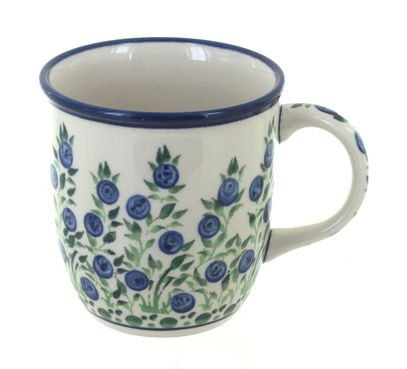 Blue Rose Polish Pottery Porcelain Vine Plain Coffee Mug