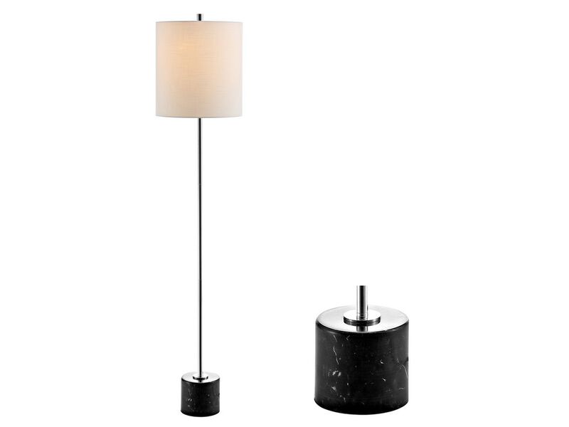 Levitt 60.5" Marble/Metal LED Floor Lamp, Black/Chrome