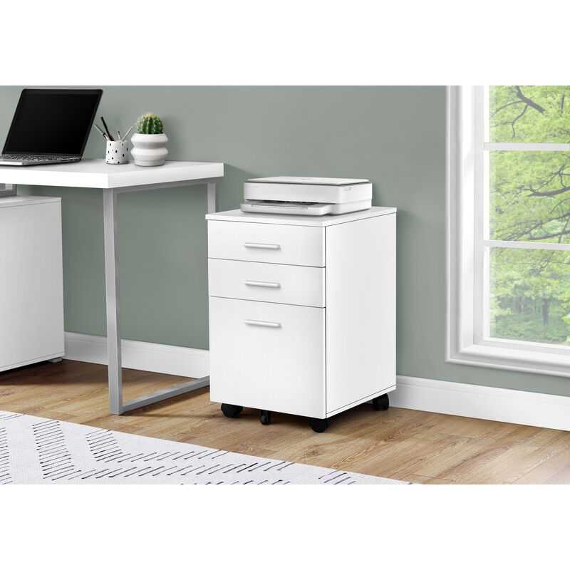 Monarch Specialties I 7780 File Cabinet, Rolling Mobile, Storage Drawers, Printer Stand, Office, Work, Laminate, White, Contemporary, Modern