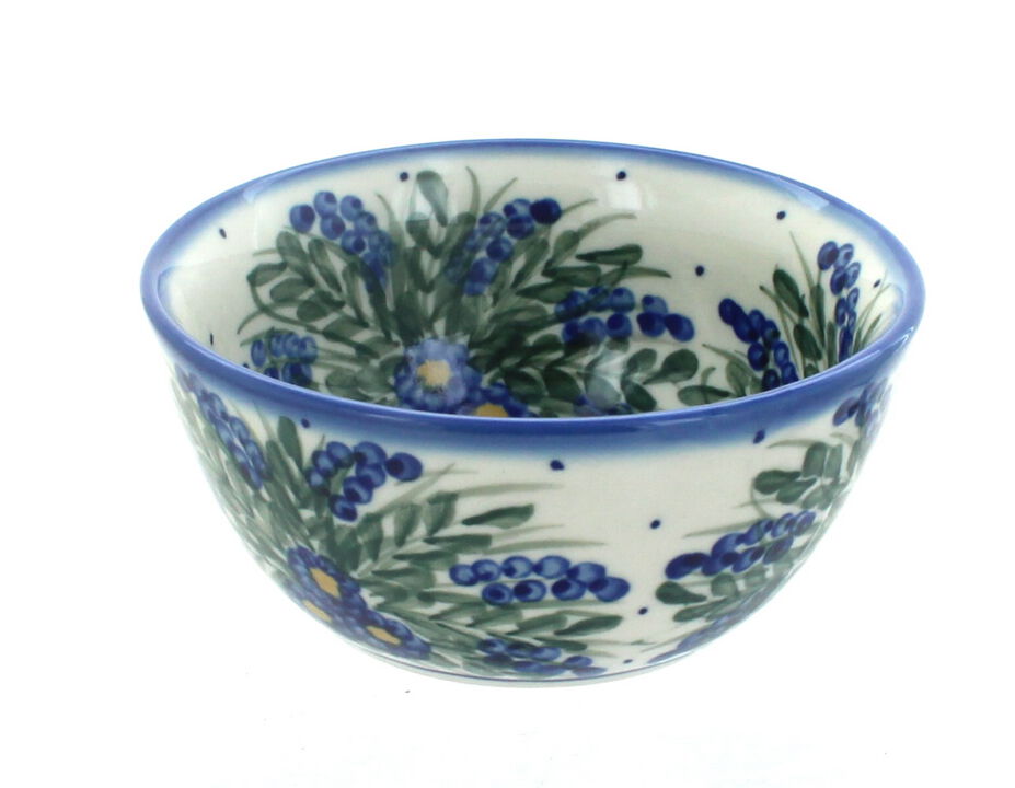 Blue Rose Polish Pottery Cherry Red Bouquet Dessert Bowl