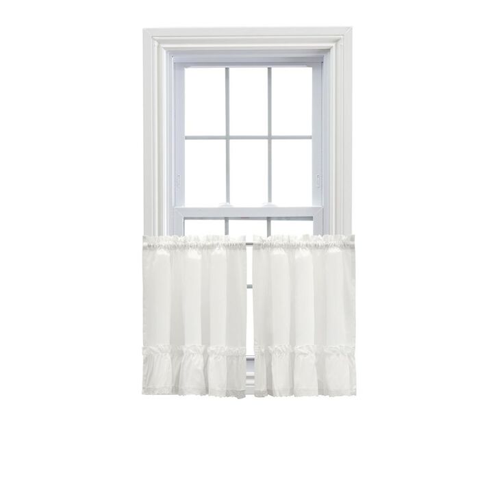 Ellis Curtain Madelyn Ruflled Victorian 1.5" Rod Pocket Window Curtain Tiers 82"x45" Natural