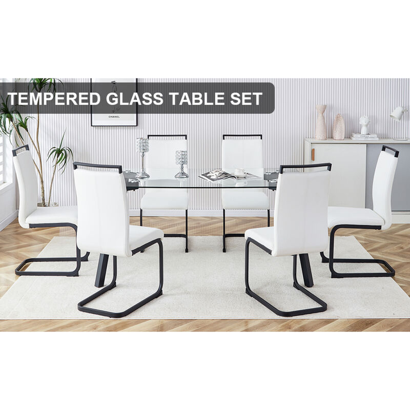 Rectangular Glass Dining Set with 4 Chairs