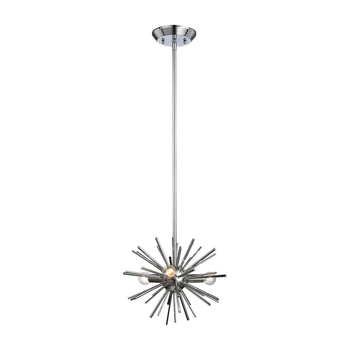 12" Metallic Silver 3-Light Sputnik Pendant