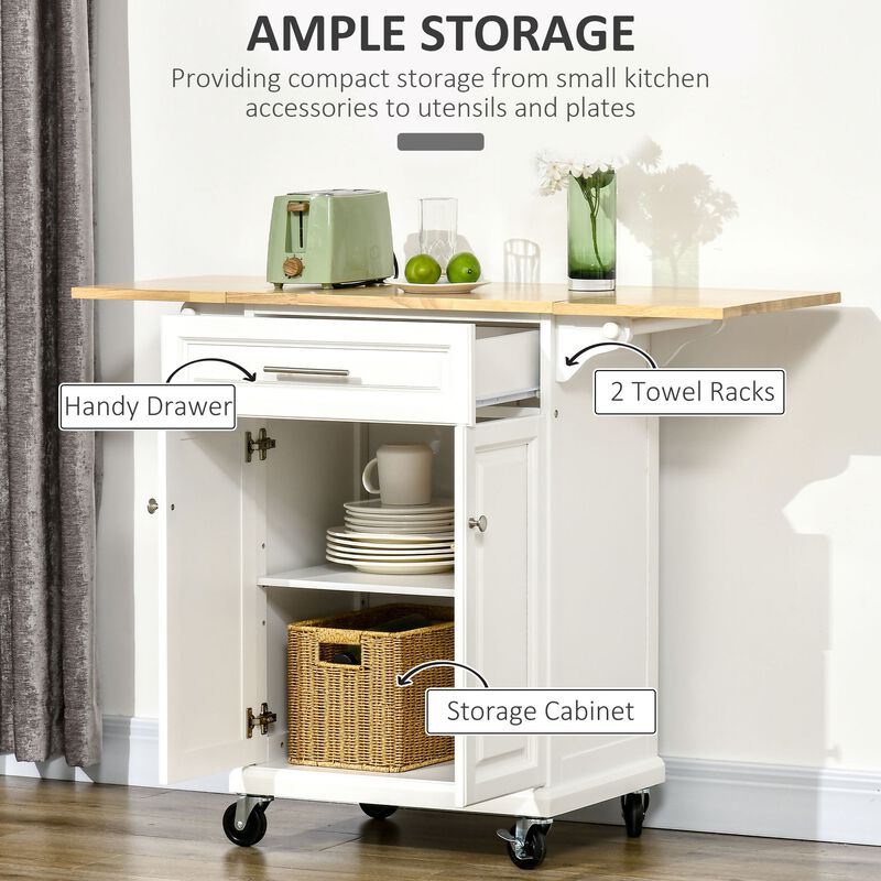 Versatile Kitchen Aid: Island Cart with Extended Counter and Storage