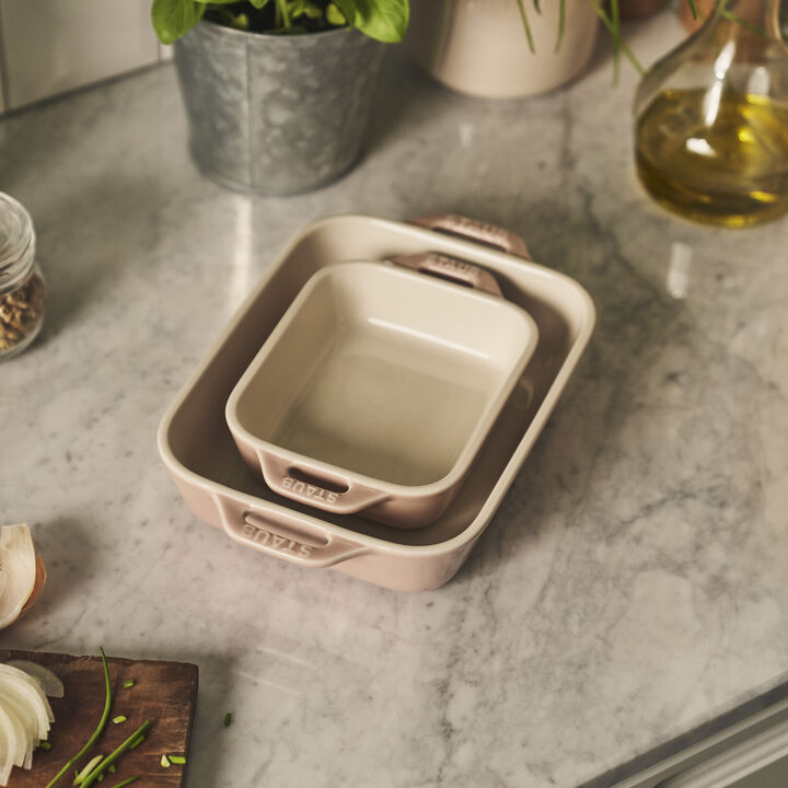 Staub Ceramic 2-pc Rectangular Baking Dish Set - Macaron Pastel Green