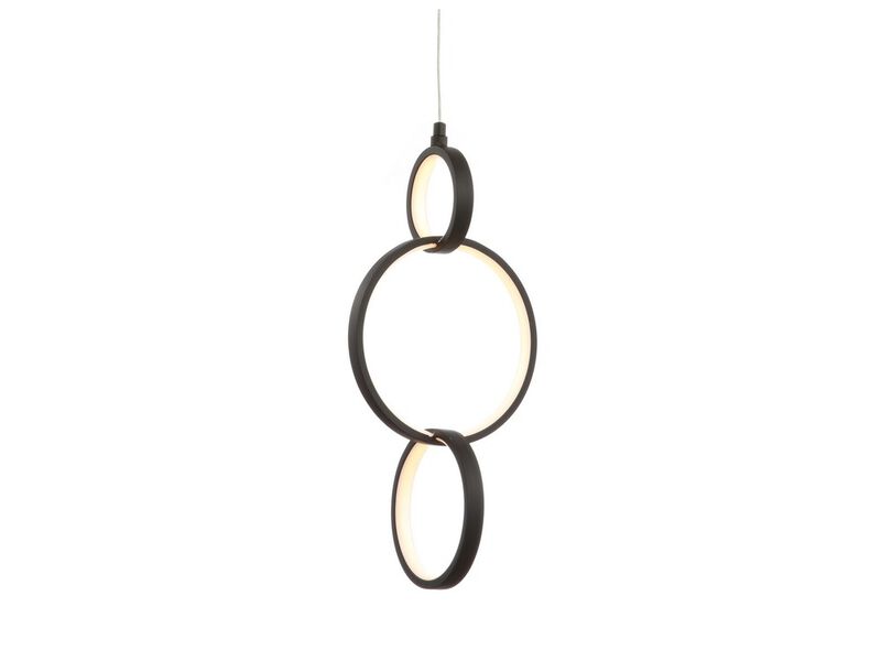 Loop 7.75" Adjustable Integrated LED Metal Ring Pendant, Black