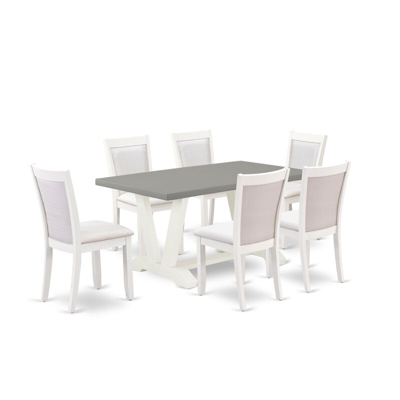 East West Furniture V096MZ001-7 7Pc Dining Set - Rectangular Table and 6 Parson Chairs - Multi-Color Color