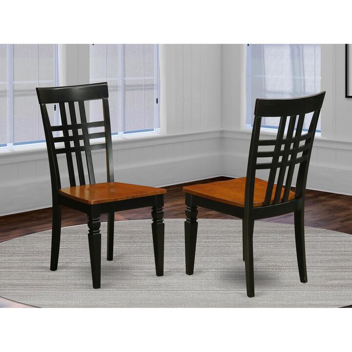 East West Furniture Logan  Dining  Chair  with  Wood  Seat  -  Black  &  Cherry  Finish.,  Set  of  2