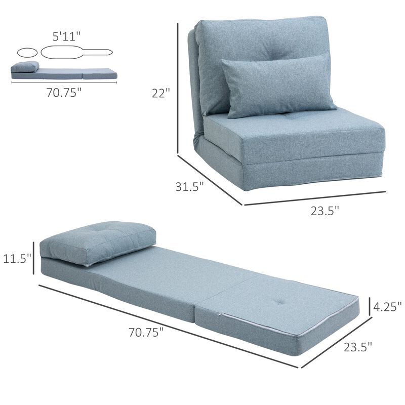 Blue Versatile Seating: Flip Chair Convertible Sofa Bed