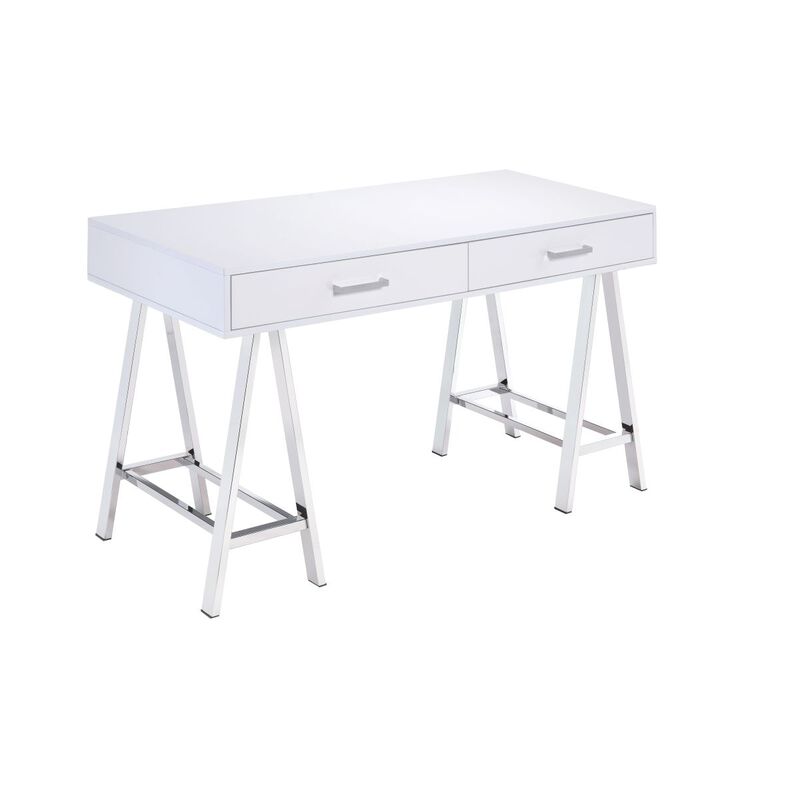 Coleen Desk in White High Gloss & Chrome 92229