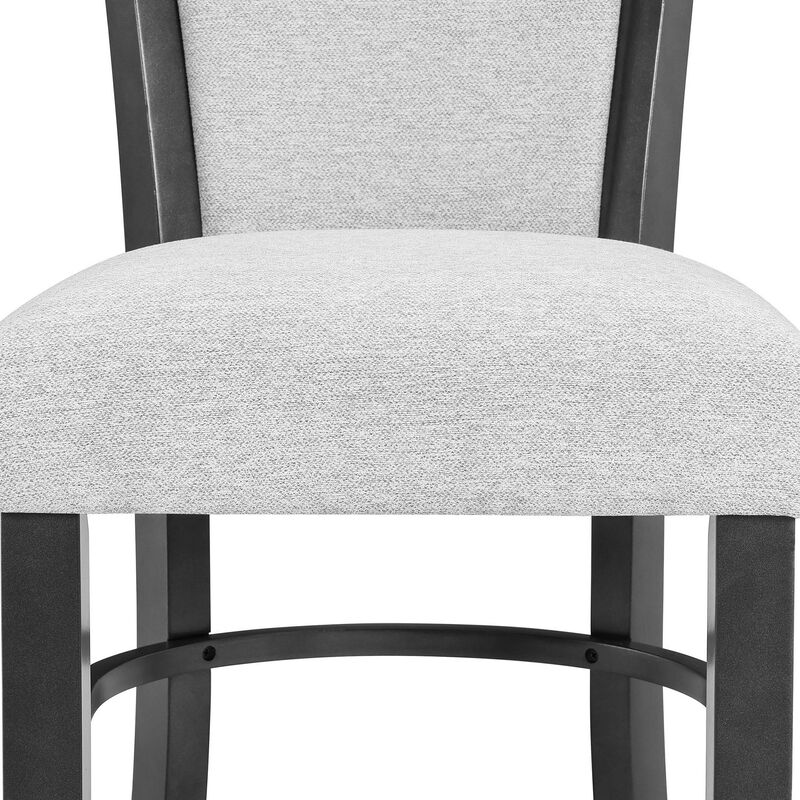 Brandon 24 Inch Counter Height Chair Set of 2, White Fabric Upholstery - Benzara