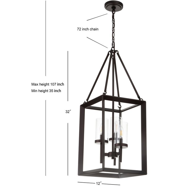 Anna 12" 3-light Metal/Glass LED Pendant, Oil Rubbed Bronze