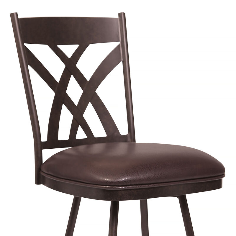 Dover  Counter Height Barstool in Auburn Bay and Brown Faux Leather