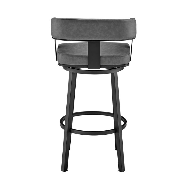 Lorin Bar Height Swivel Bar Stool in Java Brown Finish and Chocolate Faux Leather