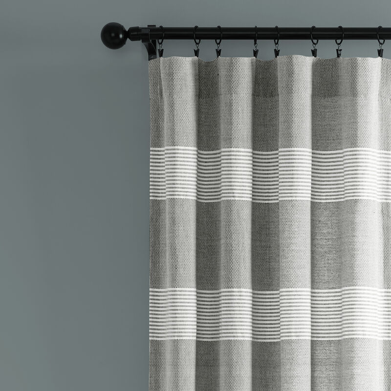 Tucker Stripe Yarn Dyed Cotton Knotted Tassel Window Curtain Panels