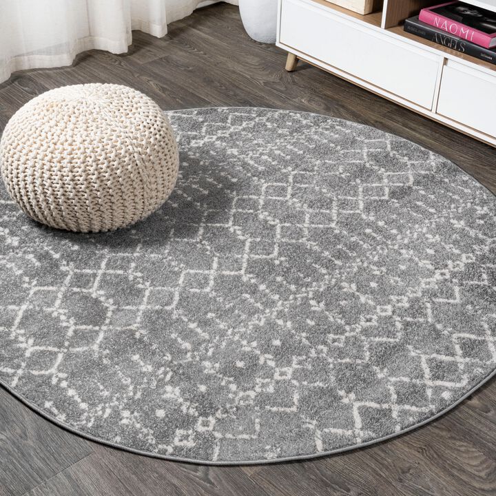 Moroccan HYPE Boho Vintage Diamond Black/Ivory 3' Round Area Rug