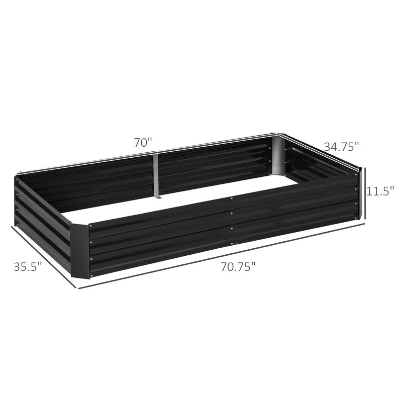 Outsunny Raised Garden Bed, 5.9' x 3' x 1' Large Metal Planter Box with 2 Trellis Tomato Cages, for Climbing Vines, Vegetables, Flowers, Black