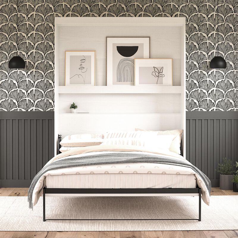 Novogratz Her Majesty Full Size Murphy Bed with 2 Decorative Shelves