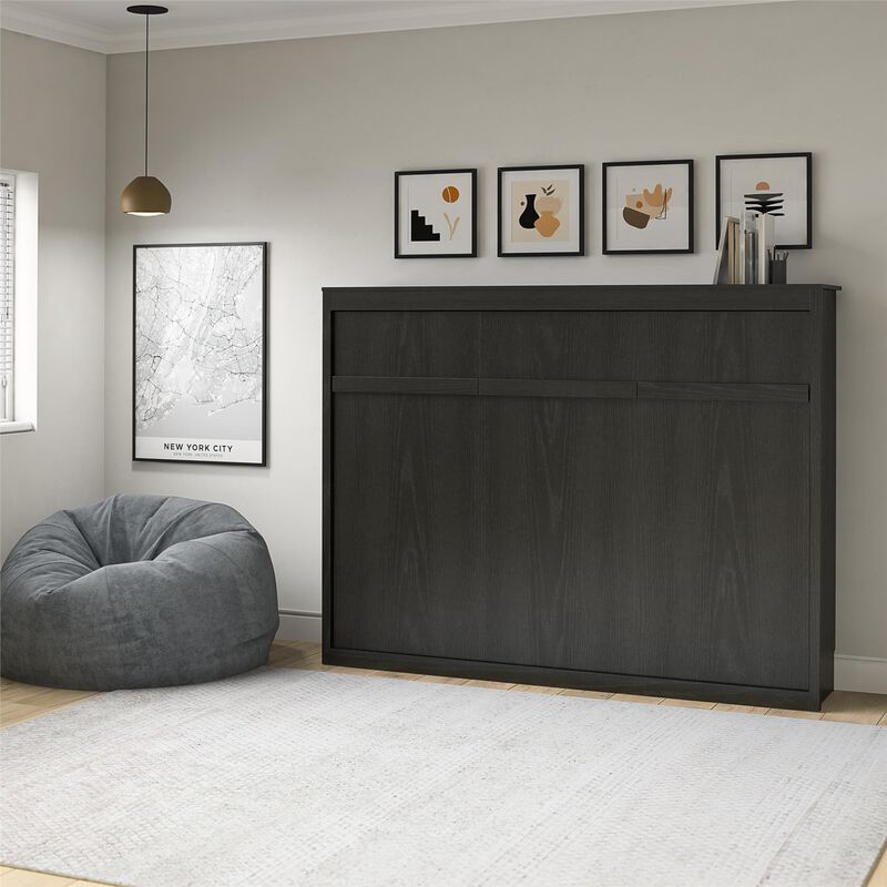 Signature Sleep Paramount Full Size Murphy Daybed with a Shelf, Gray Oak