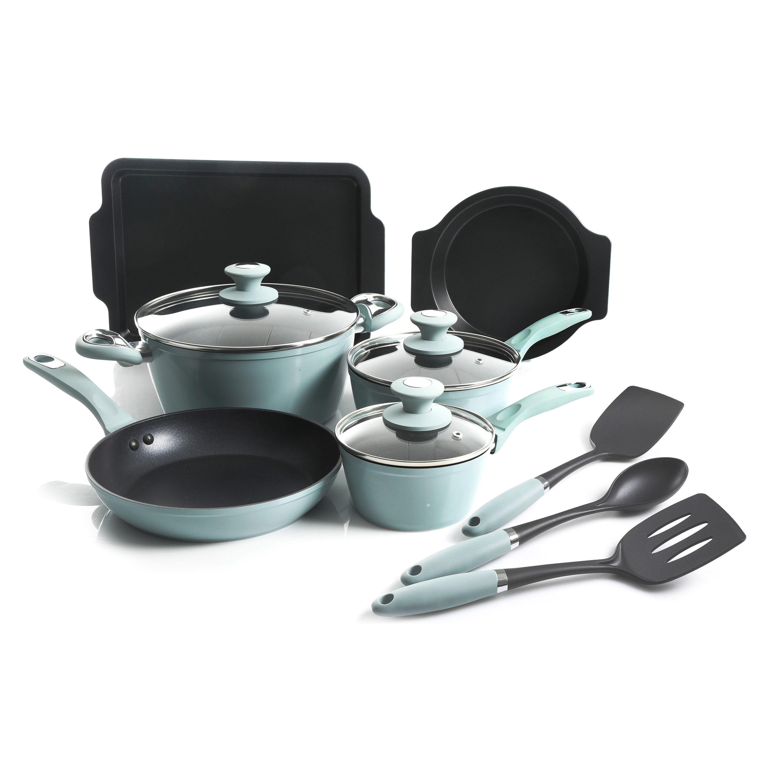 Oster Lynhurst 12pc Nonstick Aluminum Cookware Set with Tools